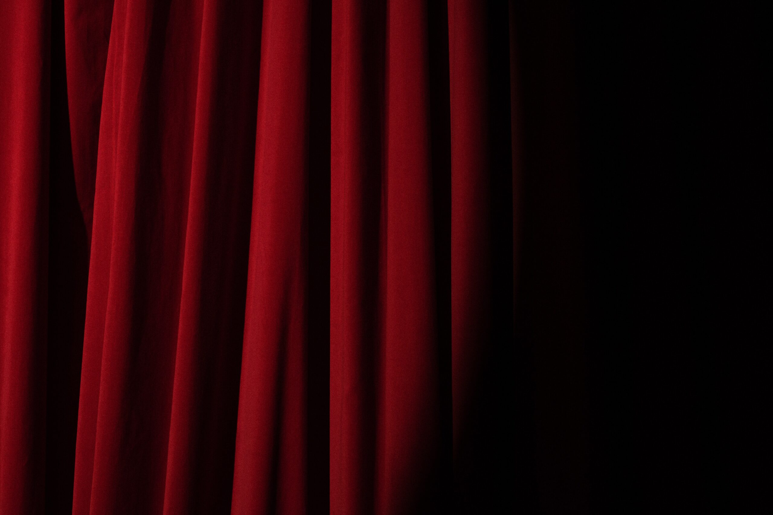Dark red stage curtains
