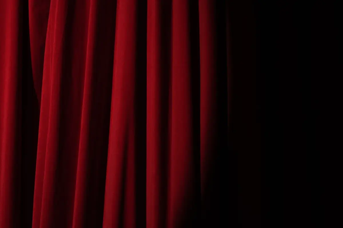 Dark red stage curtain