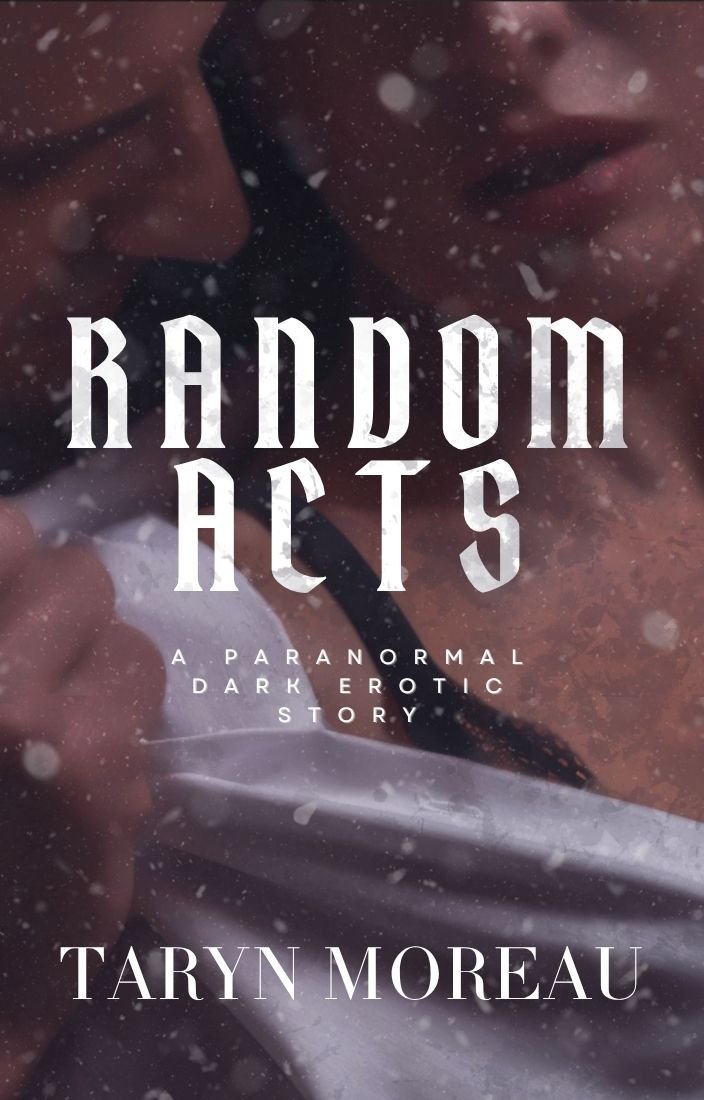 Cover of Random Acts. A woman with a white blouse slightly pulled to one side to reveal her bra.