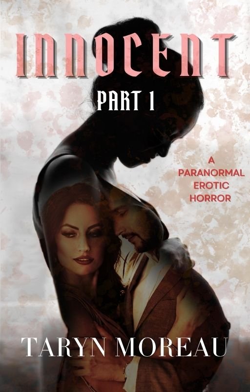 Innocent Part 1 cover. A white mottled cover with the silhouette of a pregnant young woman. An attractive man and woman embracing are superimposed inside the woman's silhouette.